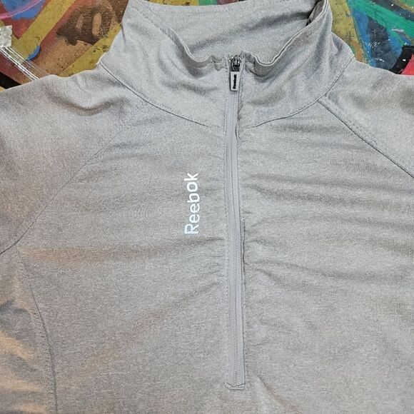 Reebok grey athletic pullover with thumb holes - size xs, lightly stained - Picture 3 of 11